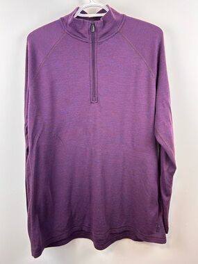 Smartwool Merino Wool Quarter Zip Pullover Womens 3X Purple Base Layer Light